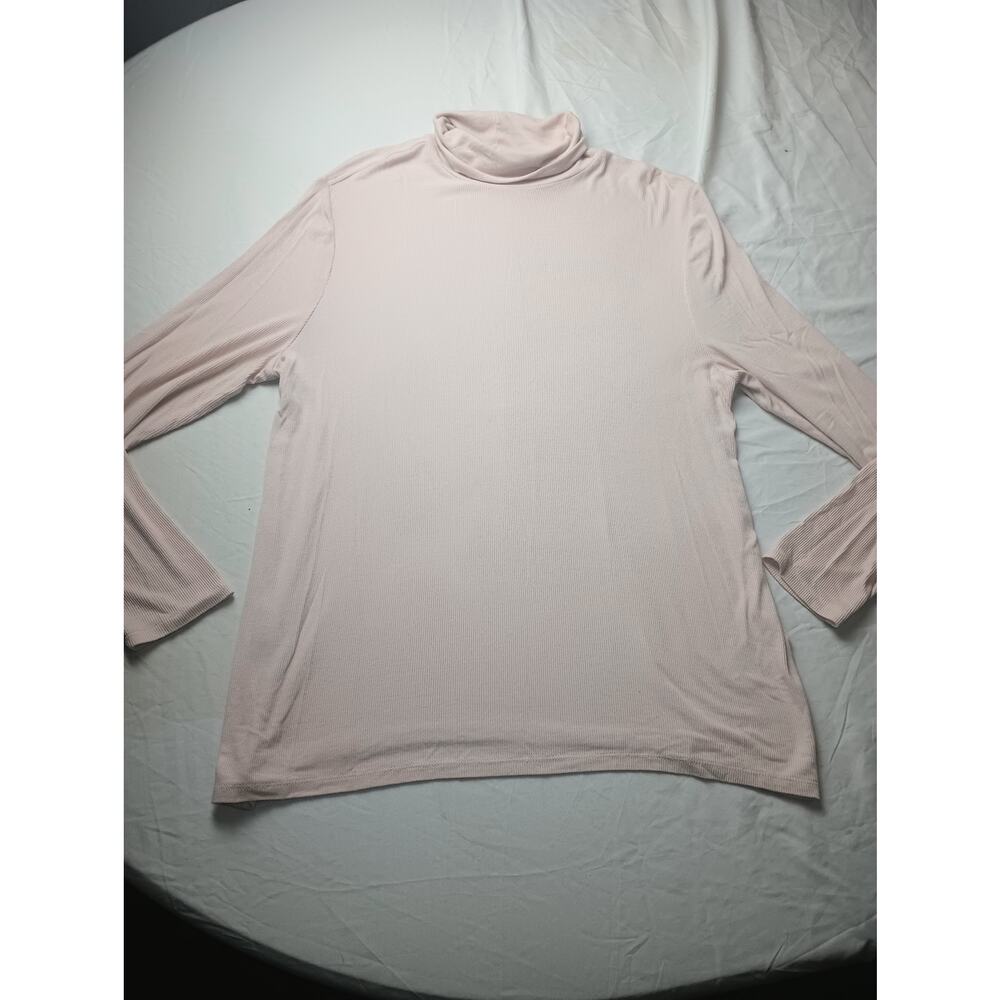 Daily Ritual Light Pink Ribbed Mock Neck Top Blouse Long sleeve Women XL